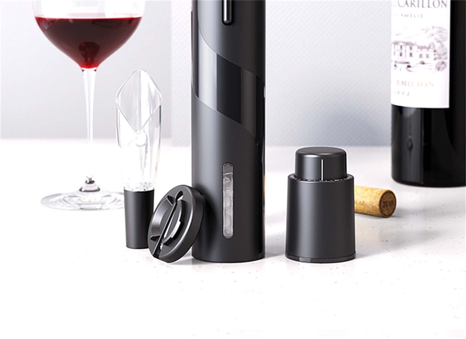 Automatic Electric Wine Bottle Corkscrew Black - PKAWAY