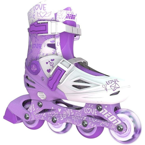 Yvolution Neon Inline Skates Led Roller Blades Purple with light up