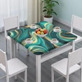 thumbnail image 3 of Teal and Gold Marble Swirls Pattern Square Fitted Tablecloth with Elastic Edge,Square Table Cover,Washable Elastic Table Cover for Home Kitchen Party Decor 36"x36", 3 of 6