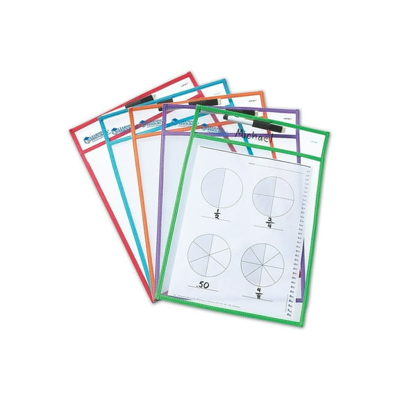 Learning Resources, LRNLER0477, Write-and-wipe Pockets, 5 / Set