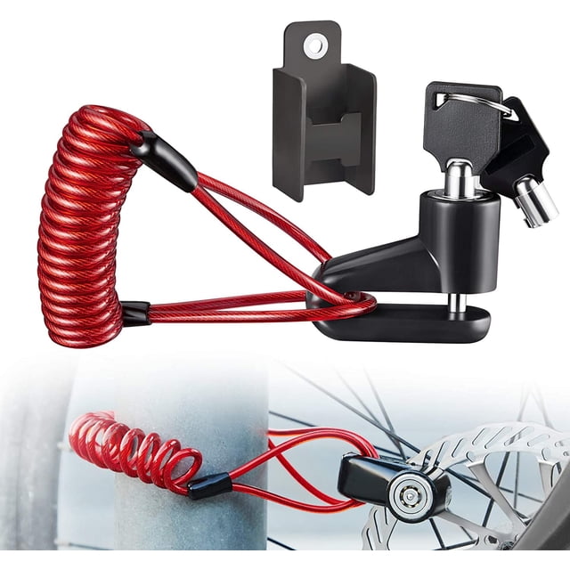 Verrou de Frein à Disque Universel Vélo Antivol Verrou de Disque Route de Montagne VTT Cyclisme Rotor Verrou de Roue de Frein à Disque avec Câble de Rappel