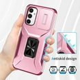 thumbnail image 6 of Heavy Duty Case for Samsung Galaxy A16 5G/4G, Military Grade Dual Layer Hybrid Rubber Bumper with Sliding Camera Cover, Built-in 360 Degree Swivel Stand Car Magnetic for Galaxy A16 5G/4G - Pink, 6 of 8
