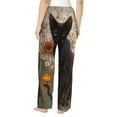 thumbnail image 3 of Daiia Black Cat in Wildflowers Women's Sleep Pant with Pockets and Drawstring,Pajama Pants-Small, 3 of 9