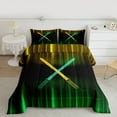 thumbnail image 2 of Manfei Neon Light Sword Bedding Comforter Set,Cartoon Lightsaber Twin Comforter Sets,Green Yellow Black Bedding Set For Kids,Luxury Bedroom Decor Reversible,2 Pieces, 2 of 8