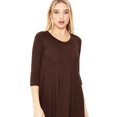 thumbnail image 4 of Women's Loose Fit 3/4 Sleeve Round Neck Jersey Knit A-Line Solid Midi Dress, 4 of 4