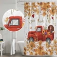 thumbnail image 5 of Red Truck Fall Shower Curtain, Waterproof Shower Curtains for Bathroom, Pumpkin Thanksgiving Botanical Leaves Washable Fabric Bathtub Curtain Set Bath Decor with 12 Hooks 48"x72", 5 of 8
