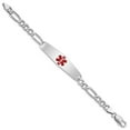 thumbnail image 2 of White Sterling Silver bracelet Medical Figaro Red 7 in 5 mm, 2 of 3