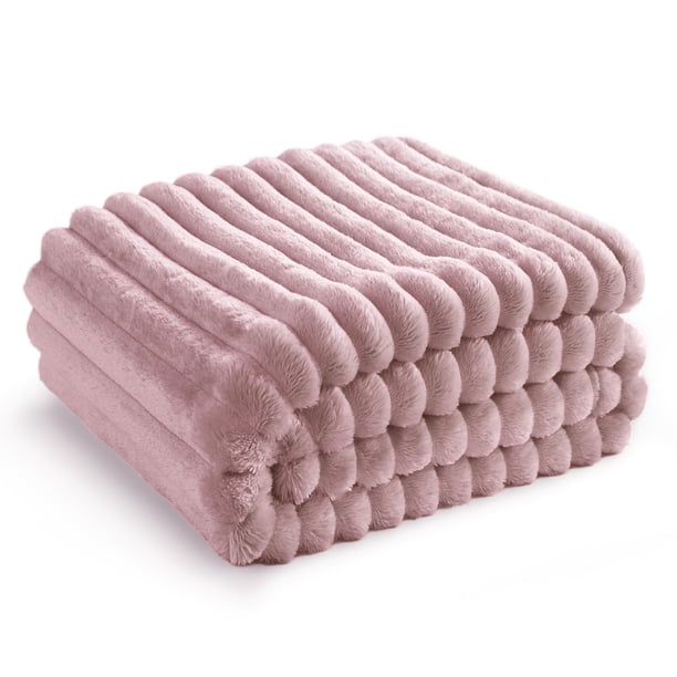 Manta Bedsure de forro polar rosa para sofá, 130 x 150 cm