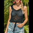 thumbnail image 4 of Camisetas de Tirantes de Crochet de Verano para Mujer, Suéter de Punto Sin Mangas con Cuello Redondo, Chaleco Bohemio con Aberturas. Negro M, 4 of 10