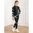 thumbnail image 3 of Yanarno Kids Girls 2Pcs Ice Skating Tracksuit Long Sleeve Jacket Sweatshirt with Athletic Leggings Blue Green 12, 3 of 7