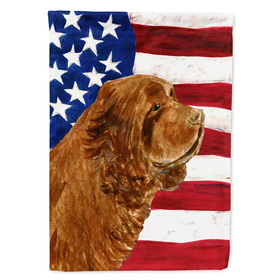 USA American Flag with Sussex Spaniel Garden Flag