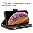 thumbnail image 3 of Wallet Case for iPhone 11 Pro Max, Premium Vintage PU Leather Magnetic Closure Handbag Zipper Pocket Case Kickstand Card Holder Slots with Wrist Strap TPU Shockproof Flip Cover - Coffee, 3 of 9