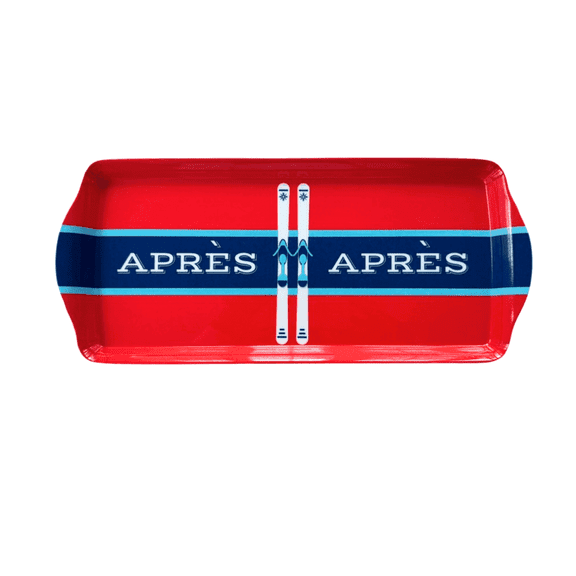 Ski Themed Après Melamine Serving Tray  Durable Winter Party Platter for Snacks, Charcuterie & More