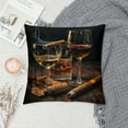 thumbnail image 2 of Orinice Wine Glasses Cigar Still Life Graphic Decorative Cushion Throw Pillow Cover 1PC for Home Couch Living Room Bed Sofa Pillow Case All Seasons Suitable Printed on Both Sides 22x22in, 2 of 5