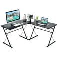 thumbnail image 1 of Giantex L-Shaped Computer Desk, Writing Desk Workstation w/Round Edge, Modern PC Laptop Computer Table for Home Office, Black, 1 of 8