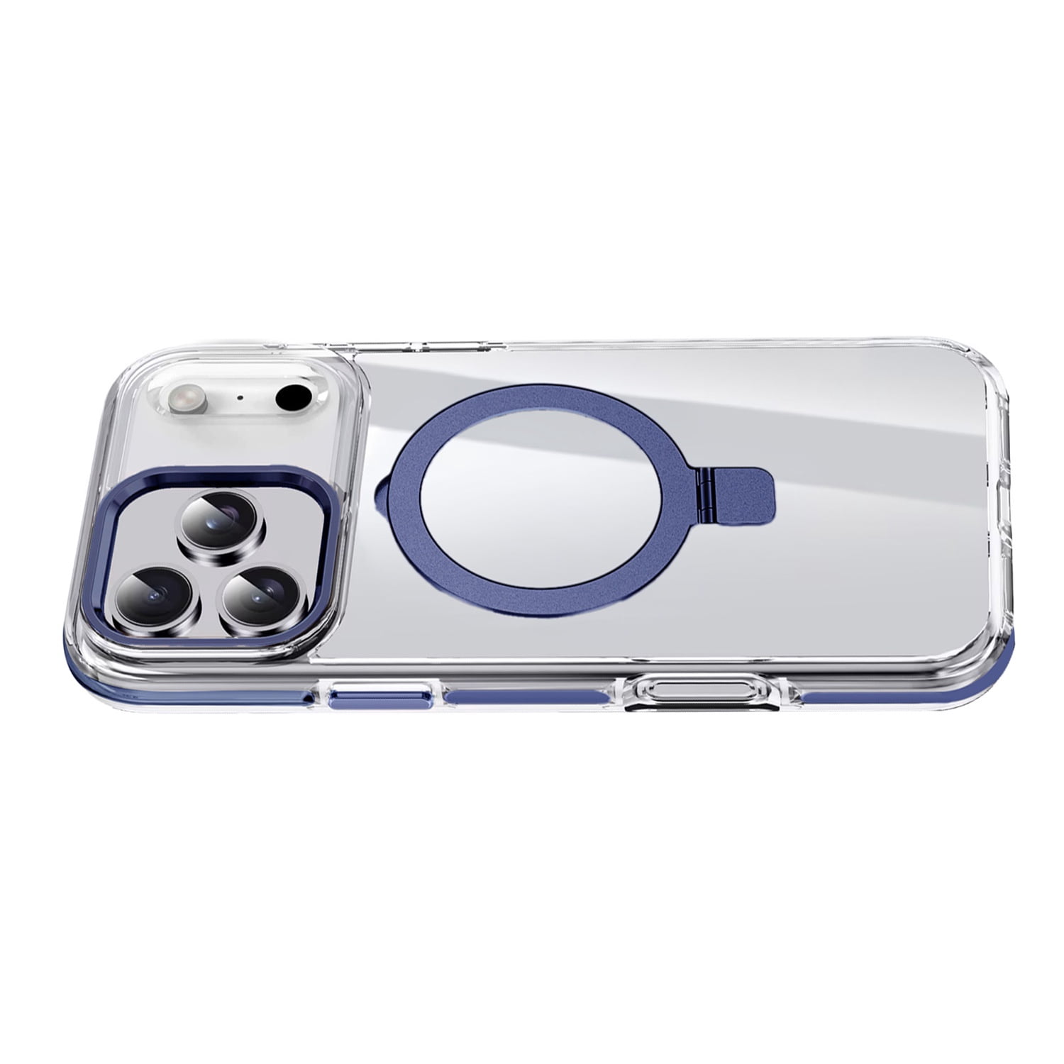 Transparent Magnetic Stand Cover for iPhone 17 Pro Max - Blue