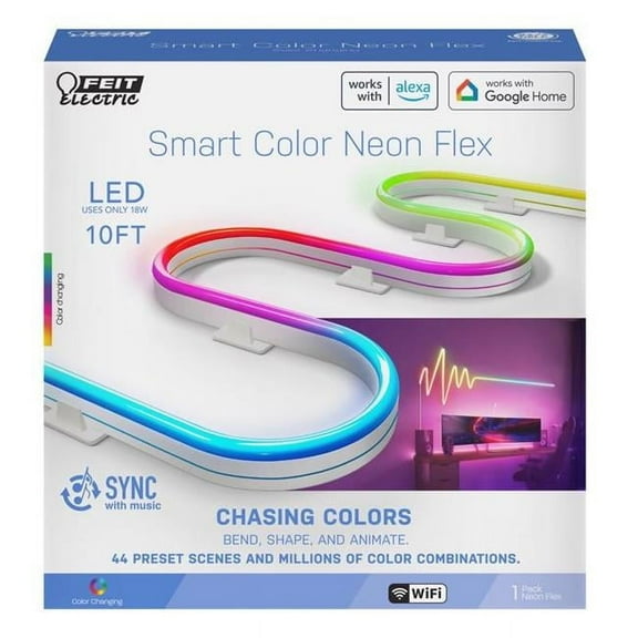 Feit Electric 3017964 10 ft. Color Changing Plug In LED Smart Enabled Rope Lights, Multi Color