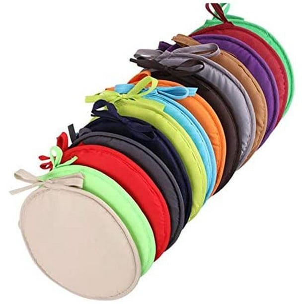 Circular Chair Pad Dining Chair Pad Office Round Pad Seat Pads Home Thickened Round Seat Cushions with Ties Diameter 38cm Plain Set of 4 NOT Include