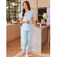thumbnail image 3 of Ekouaer Womens Pajama Sets Short Sleeve Lounge Sets for Women Jogger Pajama Set 2 Piece Pj Sets, 3 of 6