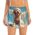 thumbnail image 2 of Balery Cute Angel Winged Dog Pantalones cortos deportivos para mujer con forro y dos bolsillos, elásticos, para entrenamiento, gimnasio, yoga-Small, 2 of 7