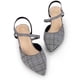 thumbnail image 2 of Mules con tacones gruesos y diseño de pata de gallo para mujer negro y blanco, EE. UU. 7, 2 of 5