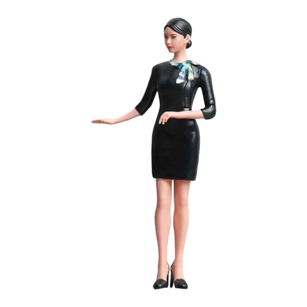 Figura de niña en miniatura pintada a mano, colección, modelo de azafata de avión, Tiny Mini 1 24
