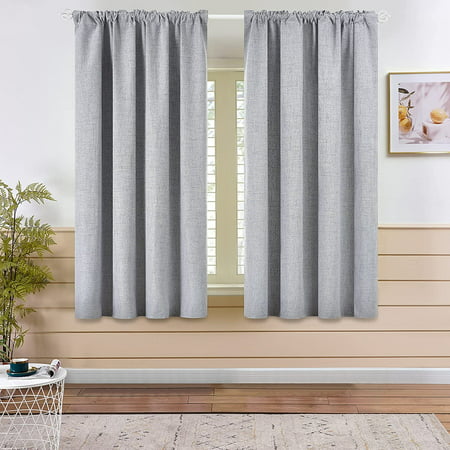 Htww Faux Linen 100 Blackout Curtains, Insulated Shower Curtain Rod