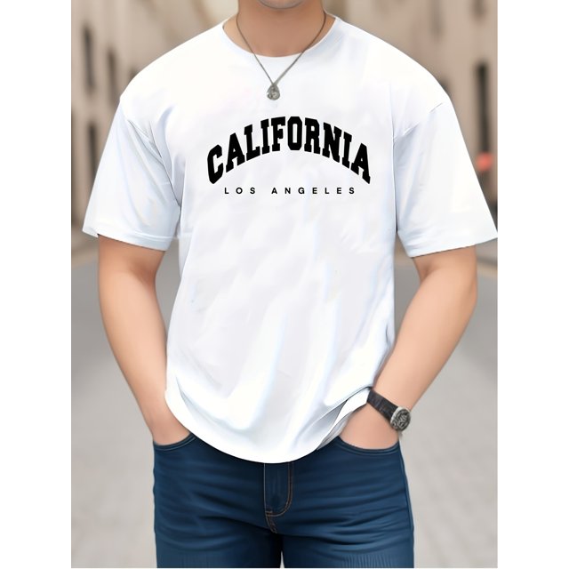 Camisetas casuales de moda con estampado gráfico californiano, cómodas, de cuello redondo y manga corta para hombre, camisetas de verano.