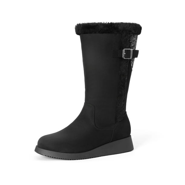 Dream Pairs Women's Winter Snow Boots Wide MidCalf Fashion Furry Warm Fall Boot DSB212 BLACK