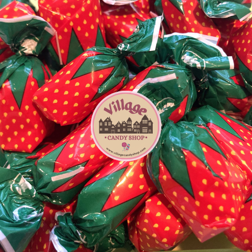 Strawberry Hard Candy Soft Center - 6 oz. - Strawberry Filled Bon Bons, Individually Wrapped