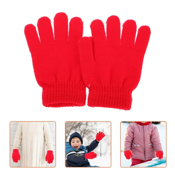 FOLOYORI Child Red Gloves for 4-12 Years Old 1 Pair 6.3x4.3x0.4In