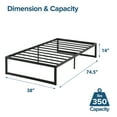Zinus Abel 14" Metal Bed Frame with Steel Slat Support, Twin