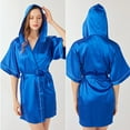 thumbnail image 4 of Wangmeiwg Women's Hooded Silk Robes Satin Kimono Robe Short Bathrobe Bridesmaid Wedding Party Sleepwear Womens Shawl Wrap, 4 of 5