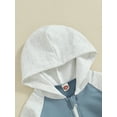 thumbnail image 6 of Suealasg Baby Boys Spring Casual Jumpsuit 3M 6M 12M 18M Toddler Boys Contrast Color Long Sleeve Zip Up Hooded Romper Infant Newborn Boys One Piece Bodysuit, 6 of 9
