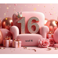 thumbnail image 4 of Sweet 16 Themed Backdrop Banner with Crown Element Party Decorations for Birthday Party Photography Props Photo Booth Background Celebrations, 4 of 4