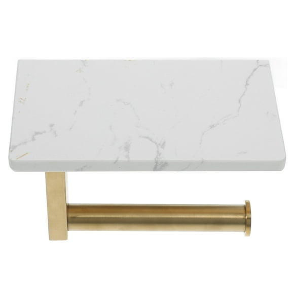 MLINS Toilet Paper Holder with Marble Shelf Stainless Steel Wall Mounted Toilet Paper Holder Bathroom Accessory