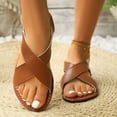 thumbnail image 5 of Bxsruta Wide Wrap-Around Strap Sandals with Contrast Sole, Women's Breathable Flat Heel Summer Footwear for Vacation/Daily Use, 5 of 8