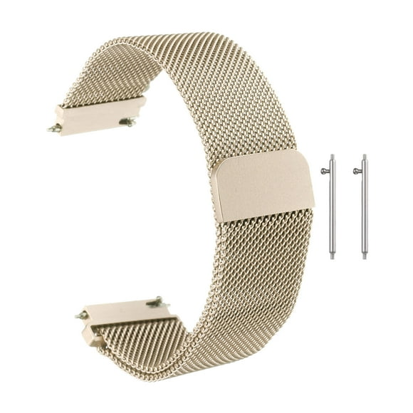 Uxcell Stainless Steel Mesh Watch Band 20mm Quick Release Metal Replacement Watch Strap with Magnetic Buckle for Men Women, Vintage Gold