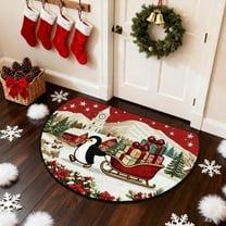 Mecorevxz Christmas Decorations,Half Round Doormat Non Slip Indoor Outdoor Entrance Semi Circle Area Rug Washable Half Moon Rug Front Floor Mat for Christmas Decor（E）