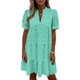 thumbnail image 6 of Fashion Oversize Beach Dresses for Womens 2026 Summer Solid Short Sleeve V-Neck Lace Lightweight Maxi Wedding Guest Dresses, 6 of 8