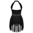 thumbnail image 2 of YONGHS Kids Girls Sleeveless Ballet Latin Irregular Hem Lyrical Leotard Tulle Dress Black&Burgundy 16, 2 of 6