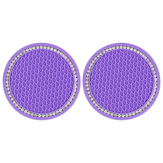 2Pcs Car Diamond Cup Mat Bottle Seat Cushion Non-Slip Silicone Cushion
