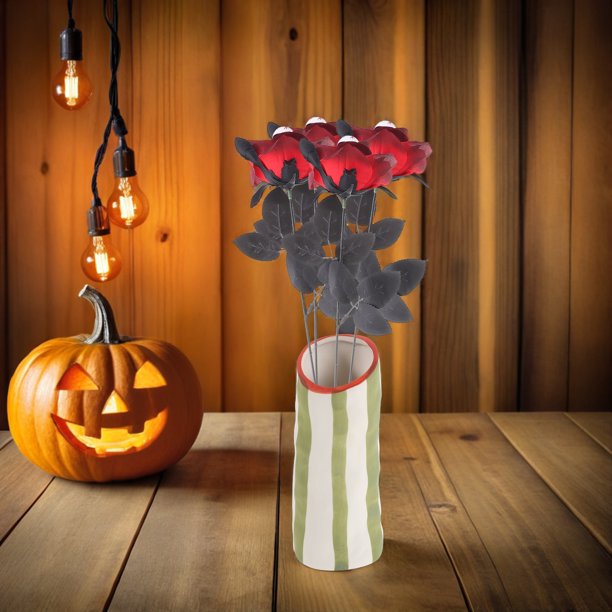IFANTNG 12 rosas artificiales de imitación, decoración floral espeluznante para fiestas en interiores y exteriores