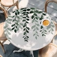 thumbnail image 3 of Turquoise Ombre Botanical Table Cloth, Round Fitted Tablecloths with Elastic Edge, Watercolor Pastoral Leaf Rustic Wipeable Waterproof Table Cover for Kitchen Wedding 36-44 Inches, 3 of 4