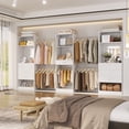 thumbnail image 6 of Homieasy 6 - 18.5 ft Closet System with 3 Sets, Closet Organizer with 2 Mirrors, 9 Drawers & 6 Closet Rods for Hanging Clothes, Garment Rack for Bedroom/Closet, 15''D x 79.7''H, White, 6 of 6