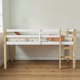 thumbnail image 2 of Tcbosik Low Loft Bed, Twin Size Wood Bed Frame with Guardrail and Ladder, Easy Assembly, Natural & White, 2 of 9
