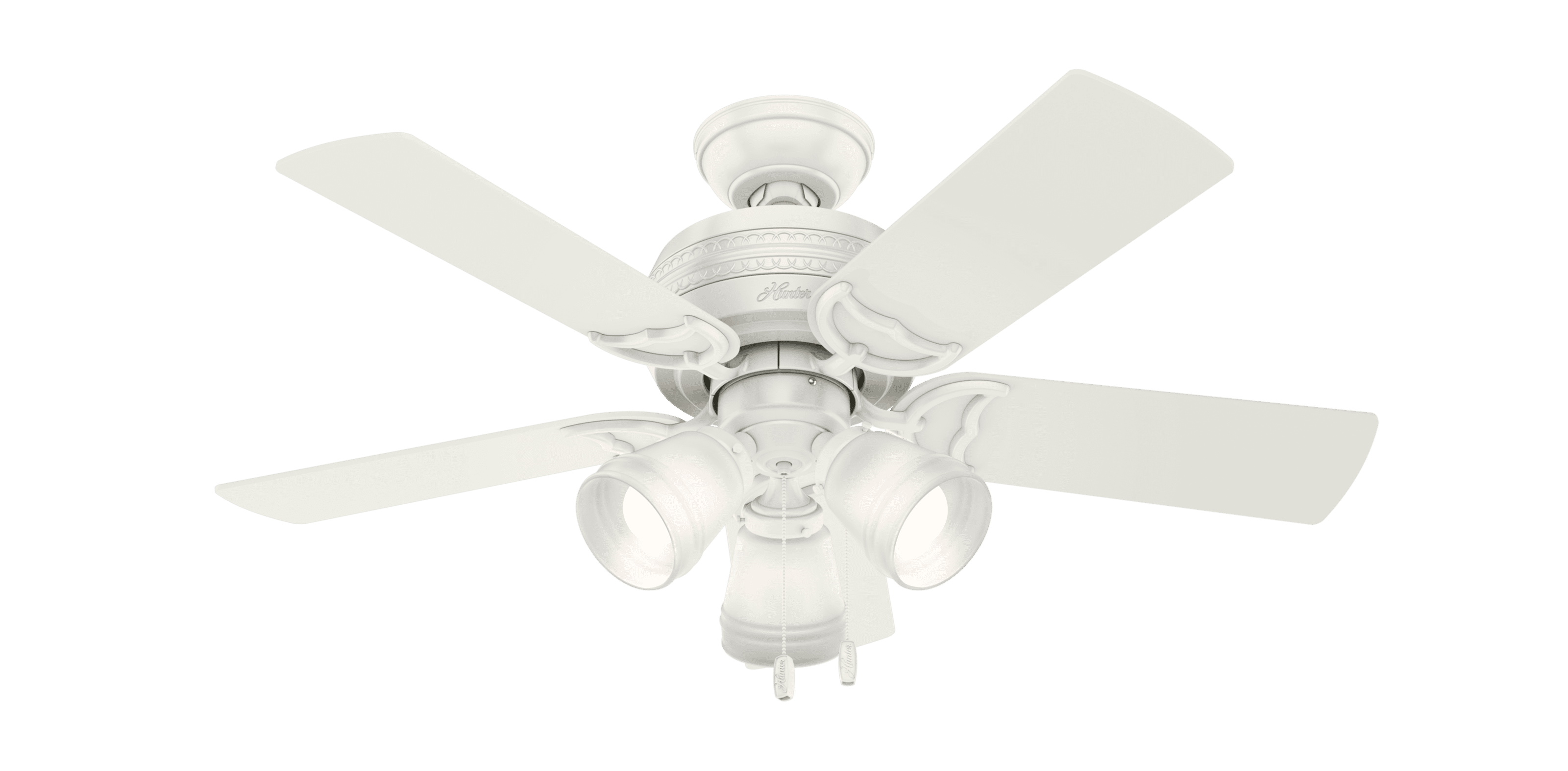 Hunter 42" Prim Fresh White Ceiling Fan with Light Kit and Pull Chain