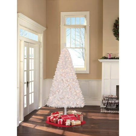 Holiday Time Pre-Lit 6.5' Madison Pine White Artificial Tree, Clear Lights