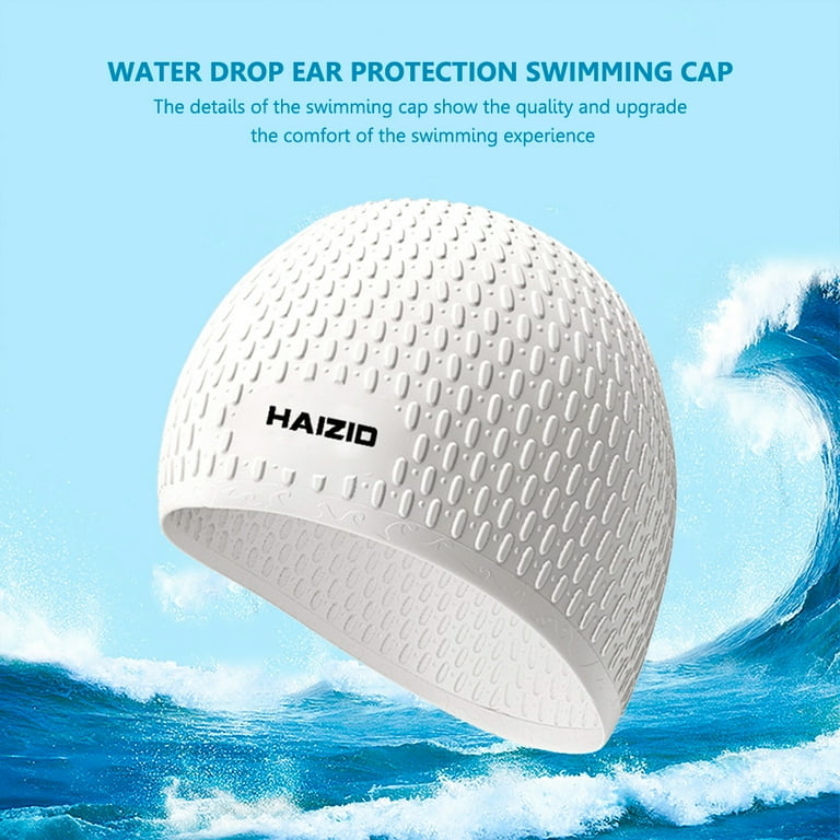 Mojoyce Waterproof Swimming Caps Women Men Silicone Ear Protection Swim Hat  (Black)