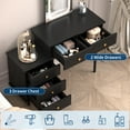 thumbnail image 4 of QinaQin Modern Black Dressing Table with a Mirror and Light, Featuring Two Drawers and An Adjustable Three-Drawer Chest, a Wooden Dressing Table for Bedroom, 4 of 7